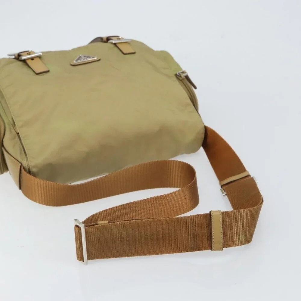 Authentic PRADA Shoulder Bag Nylon Beige Silver - Picture 14 of 16